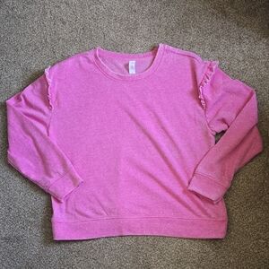 Pink Ruffled Women's Sweatshirt